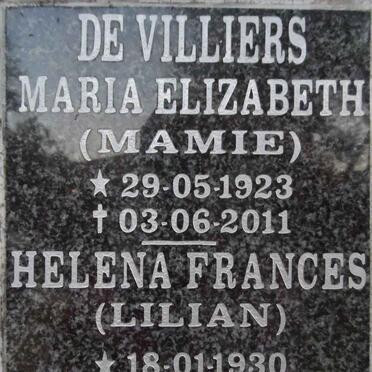 VILLIERS Maria Elizabeth, de 1923-2011 :: VILLIERS Helena Frances, de 1930-