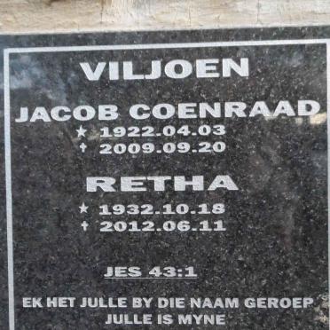 VILJOEN Jacob Coenraad 1922-2009 &amp; Retha 1932-2012