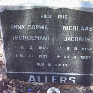 ALLERS Nicolaas Jacobus 1857-1937 &amp; Anna Sophia SCHOEMAN 1865-1937