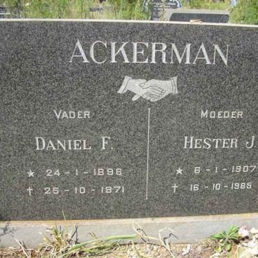 ACKERMAN Daniel F.1896-1971 &amp; Hester J. 1907-1985