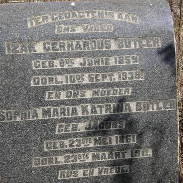BUTLER Izak Gerhardus 1859-1938 &amp; Sophia Maria Katrina JACOBS 1861-1911
