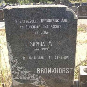 BRONKHORST Sophia M. nee VAN RONGE 1925-1971