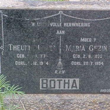 BOTHA Theunis Louis 1871-1954 &amp; Maria Gezina 1875-1954