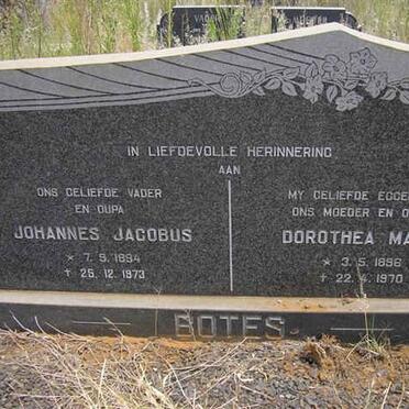 BOTES Johannes Jacobus 1884-1973 &amp; Dorothea Maria 1896-1970