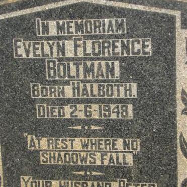 BOLTMAN Evelyn Florence néé HALBOTH -1948