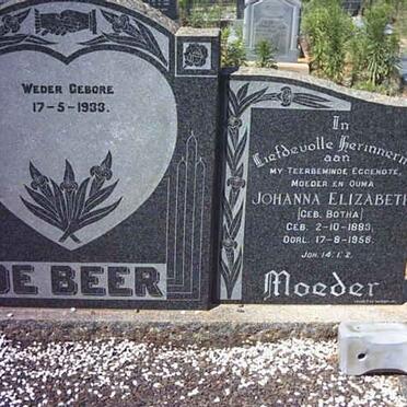 BEER Johanna Elizabeth, de nee BOTHA 1893-1958
