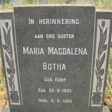 BOTHA Maria Magdalena nee KEMP 1891-1965