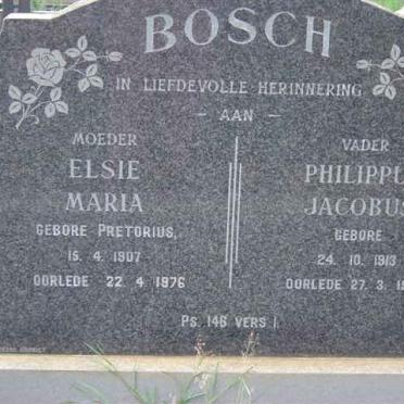 BOSCH Philippus Jacobus 1913-1972 &amp; Elsie Maria PRETORIUS 1907-1976