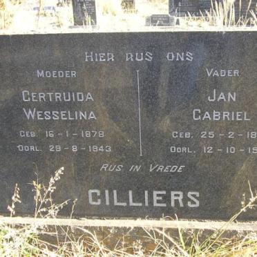 CILLIERS Jan Gabriel 1876-1960 &amp; Gertruida Wesselina 1878-1943