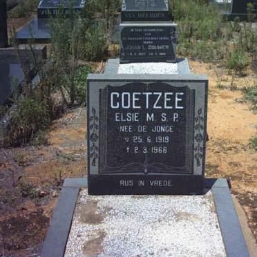 COETZEE Elsie M.S.P. nee DE JANGE 1919-1966