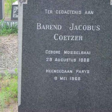 COETZER Barend Jacobus 1888-1968