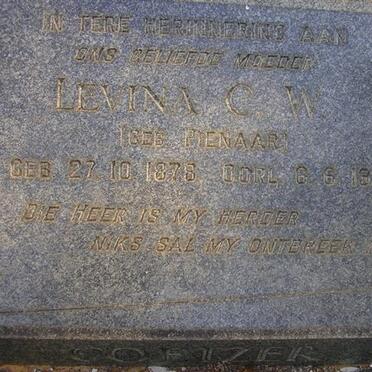COETZER Levina C.W. néé PIENAAR 1878-1954