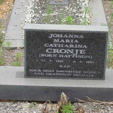 CRONJE Johanna Maria Catharina nee HATTINGH 1916-1996