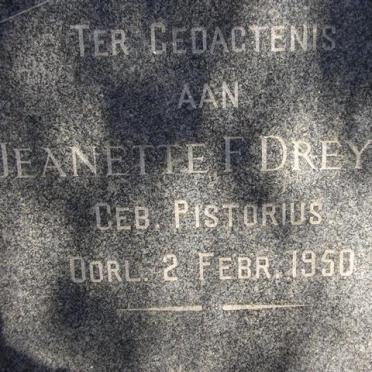 DREYER Jeanette F. néé PISTORIUS -1950