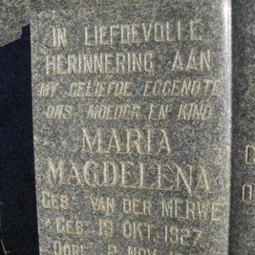 FRAUENSTEIN Maria Magdalena néé VAN DER MERWE 1927-1953