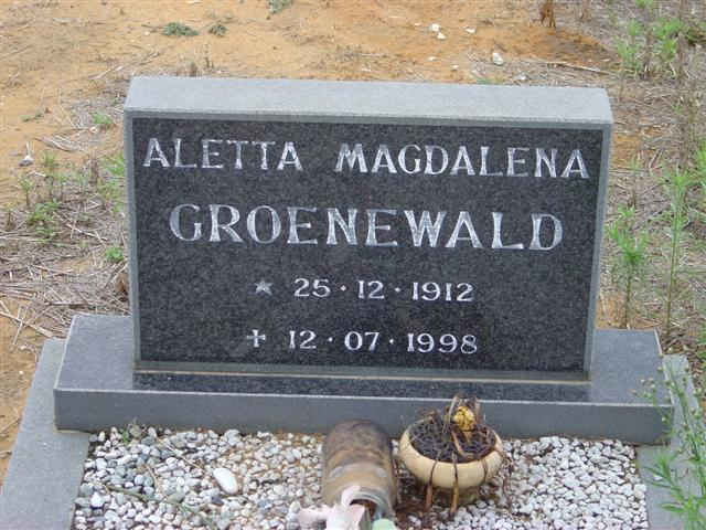 GROENEWALD Aletta Magdalena 1912-1998