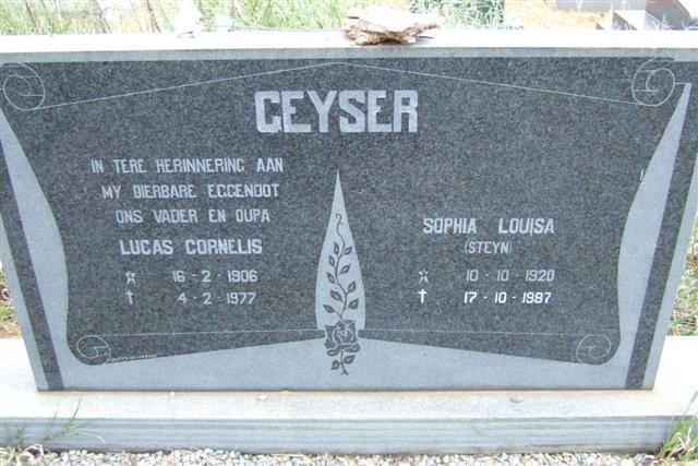 GEYSER Lucas Cornelis 1906-1977 &amp; Sophia Louisa STEYN 1920-1987