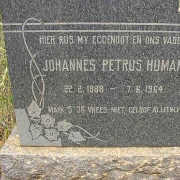 HUMAN Johannes Petrus 1888-1964