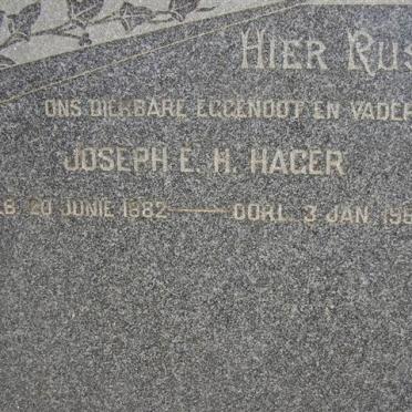 HAGER Joseph E.H. 1882-1952 &amp; Johanna Rosina LE ROUX 1892-1981 