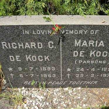 KOCK Richard G., de 1893-1963 &amp;  Maria J. PARSONS 1894-1974