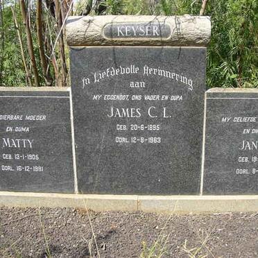 KEYSER James C.L. 1895-1963 &amp; Matty 1905-1981 :: KEYSER Jan G.H. 1923-1963