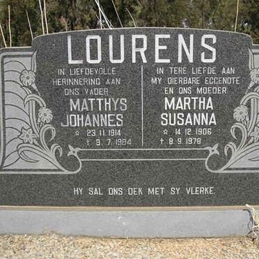 LOURENS Matthys Johannes 1914-1984 &amp; Martha Susanna 1906-1978