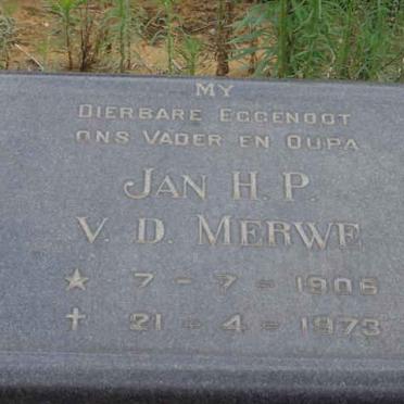 MERWE Jan H.P., v.d. 1906-1973