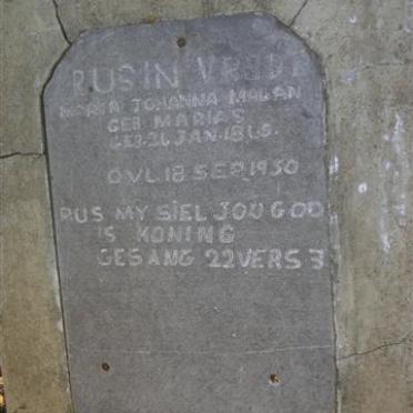 MALAN Maria Johanna néé MARAIS 1865-1950