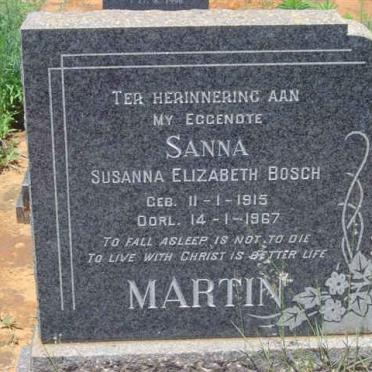 MARTIN Susanna Elizabeth nee BOSCH 1915-1967