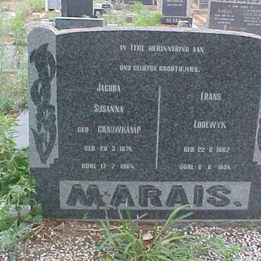 MARAIS Frans Lodewyk 1864-1954 &amp; Jacoba Susanna CRAUWKAMP 1874-1964