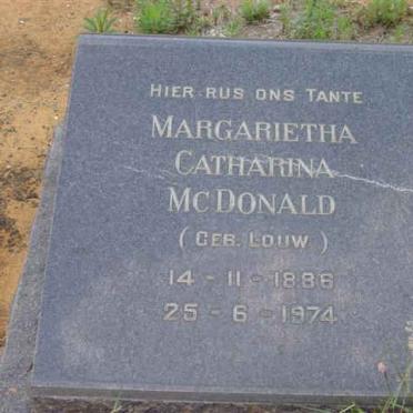 McDONALD Magarietha Catharina nee LOUW 1886-1974