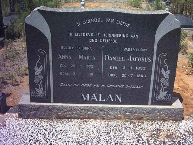 MALAN Daniel Jacobus 1893-1966 &amp; Anna Maria 1892-1981