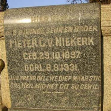 NIEKERK Pieter C., van 1897-1931