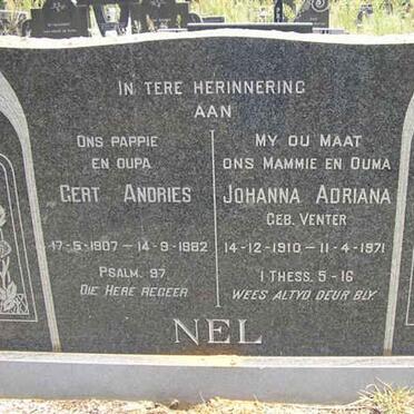 NEL Gert Andries 1907-1982 &amp; Johanna Adriana VENTER 1910-1971