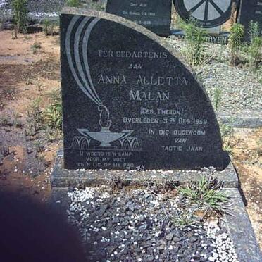 MALAN Anna Aletta nee THERON -1958