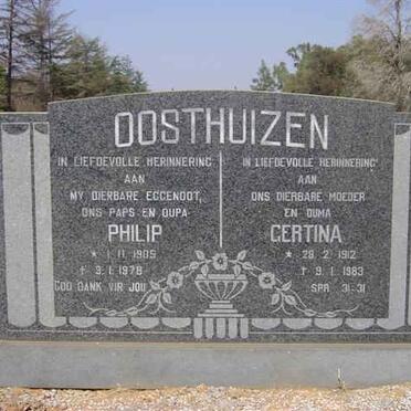 OOSTHUIZEN Philip 1905-1978 &amp; Gertina 1912-1983
