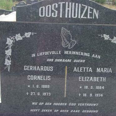 OOSTHUIZEN Gerhardus Cornelis 1888-1973 &amp; Aletta Maria Elizabeth 1884-1974