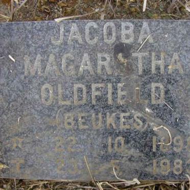 OLDFIELD Jacoba Magaretha nee Beukes 1898-1982