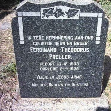 PRELLER Ferdinand Theodorus 1903-1928