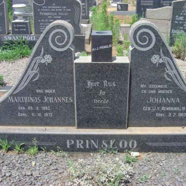PRINSLOO Marthinus Johannes 1883-1972 &amp; Johanna J.V. RENSBURG 1889-1967