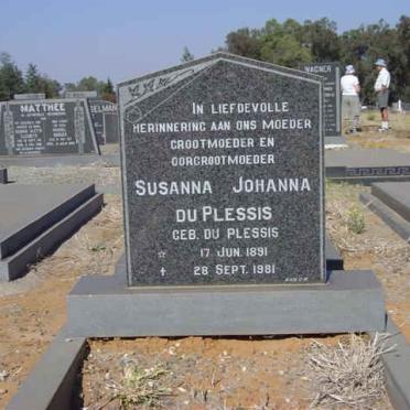 PLESSIS Susanna Johanna, du nee DU PLESSIS 1891-1981