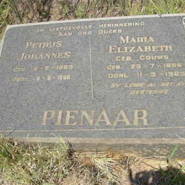 PIENAAR Petrus Johannes 1889-1986 &amp; Maria Elizabeth GOUWS 1886-1965
