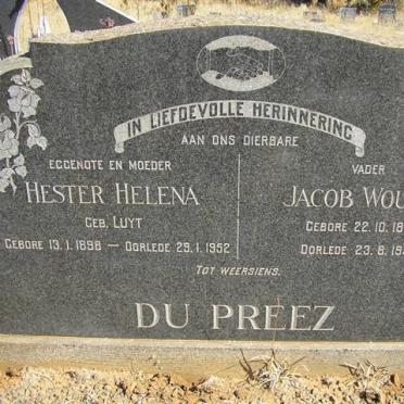 PREEZ Jacob Wouter, du 1892-1954 &amp; Hester Helena LUYT 1898-1952