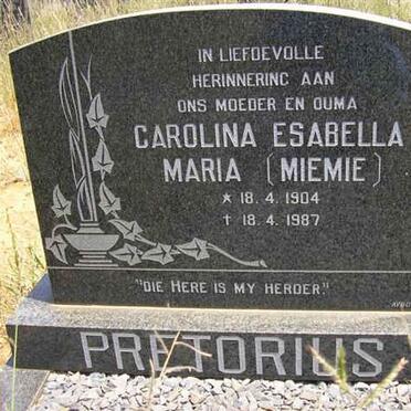 PRETORIUS Carolina Esabella Maria 1904-1987
