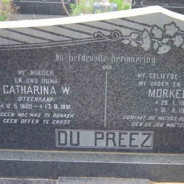 PREEZ Morkel W., du 1895-1972 &amp; Catharina W. STEENKAMP 1900-1991