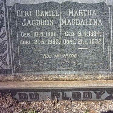 PLOOY Gert Daniel Jacobus, du 1880-1963 &amp; Martha Magdalena 1884-1932