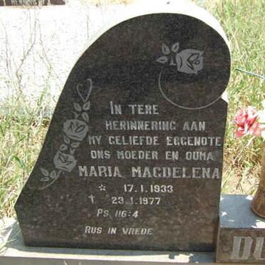 PLESSIS Bennie, du 1923- &amp; Maria Magdelena 1933-1977 