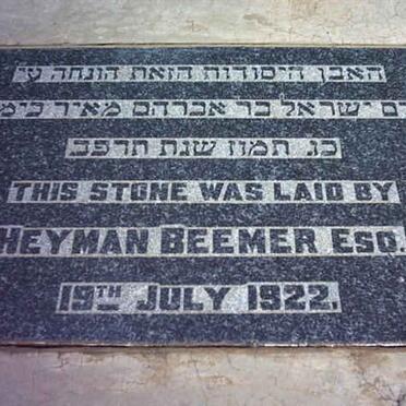 3. Stone laid by Heyman BEEMER  Esq. 1922