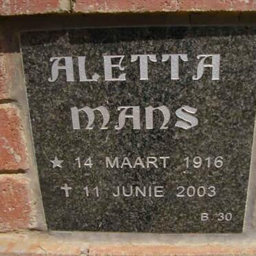 MANS Aletta 1916-2003