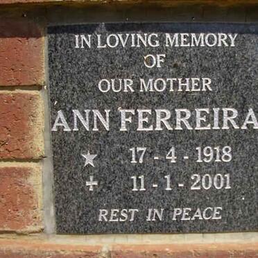 FERREIRA Ann 1918-2001